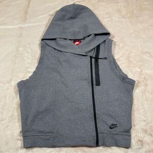 Nike Sportswear Women Tech Fleece Heather Grey Hoodie Vest 689067 091 Size XL